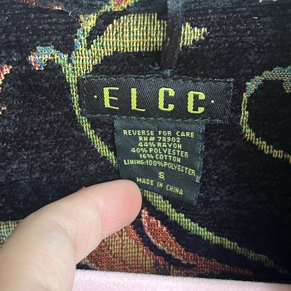 Small/medium vintage black tapestry blazer with floral design - Picture 4 of 9